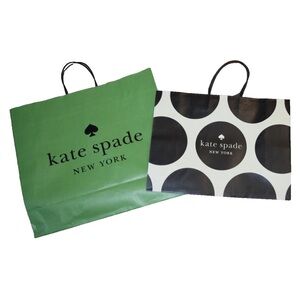 LOT KATE SPADE New York PAPER GIFT BAGS Shopping Polka Dot Green 16"x12"x6” P38